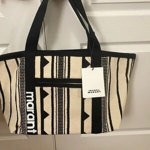 Isabel Marant Black and Tan Geometric Tote